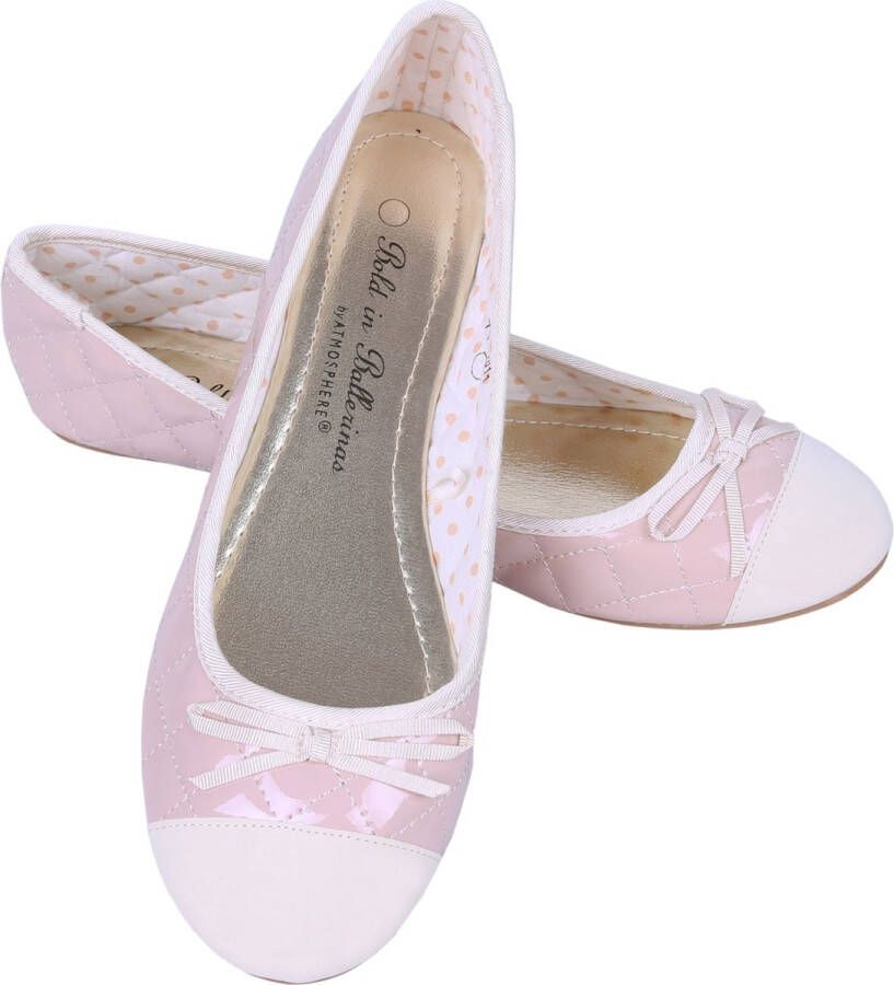 Produkt Roze-crème ballerina's met strik 41 - Foto 2