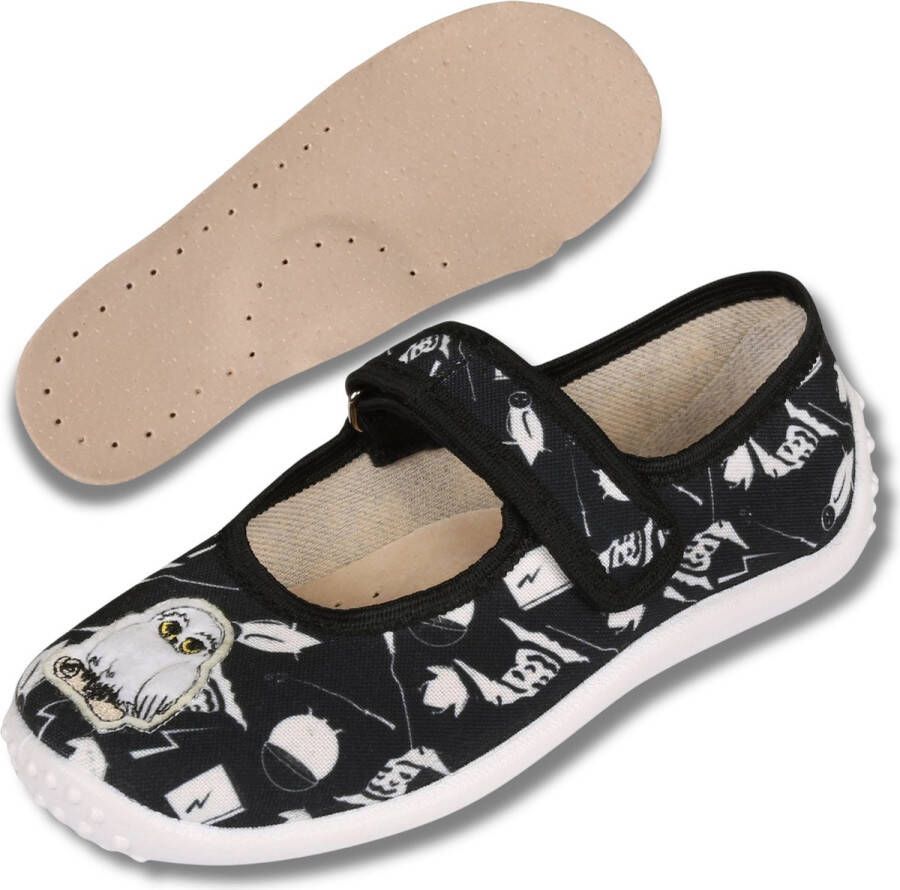 Sarcia.eu Zwarte Meisjes Pantoffels Hedwiga Klittenband Peutersloffen voor Meisjes Julia Uil ZETPOL