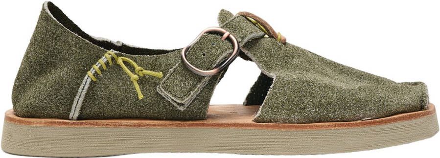Satorisan Benirras Microperforated Plat Sandalen Unisex Plat Leer Sandalen Kleur Celery