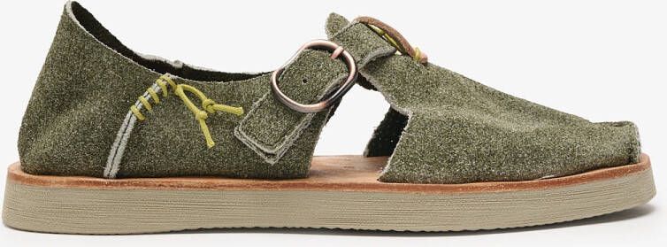 Satorisan Benirras Microperforated Plat Sandalen Unisex Plat Leer Sandalen Kleur Celery