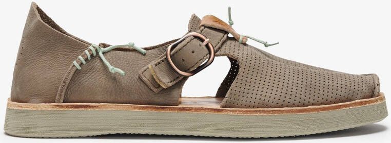 Satorisan Benirras Microperforated Plat Sandalen Unisex Plat Leer Sandalen Kleur Loden