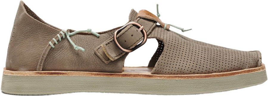Satorisan Benirras Microperforated Plat Sandalen Unisex Plat Leer Sandalen Kleur Loden