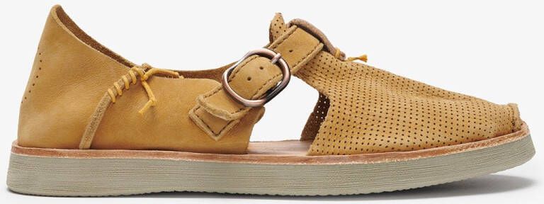 Satorisan Benirras Microperforated Plat Sandalen Unisex Plat Leer Sandalen Kleur Peanut
