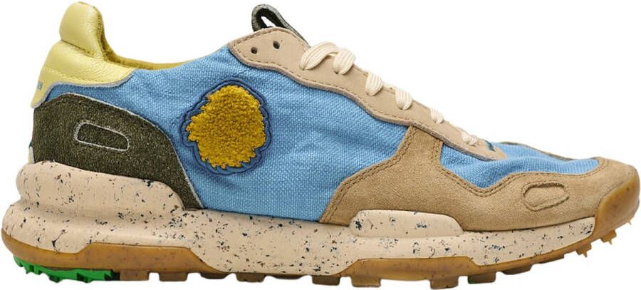 Satorisan Chacrona Linen Casual Sneakers Mannen Vintage Leer en linnen Sneakers Kleur Blue Swirl