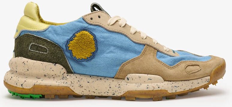Satorisan Chacrona Linen Casual Sneakers Mannen Vintage Leer en linnen Sneakers Kleur Blue Swirl