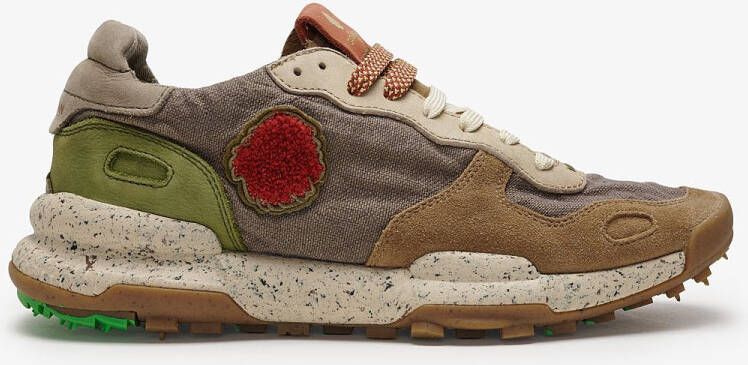Satorisan Chacrona Linen Casual Sneakers Mannen Vintage Leer en linnen Sneakers Kleur Faded Chestnut