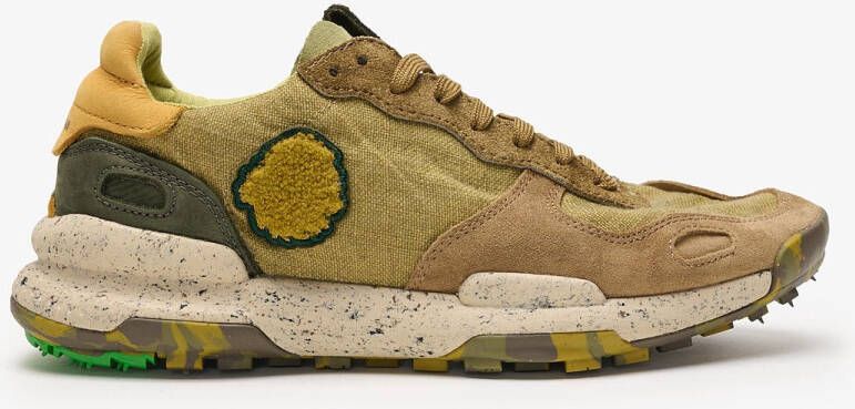 Satorisan Chacrona Linen Casual Sneakers Mannen Vintage Leer en linnen Sneakers Kleur Wheathered Khaki