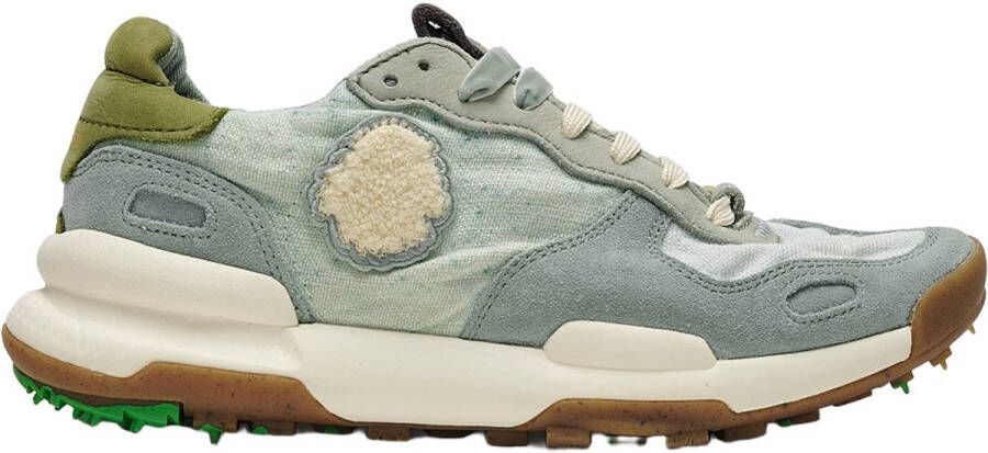 Satorisan Chacrona Linen Casual Sneakers Vrouwen Vintage Leer en linnen Sneakers Kleur Camo Milky Jade