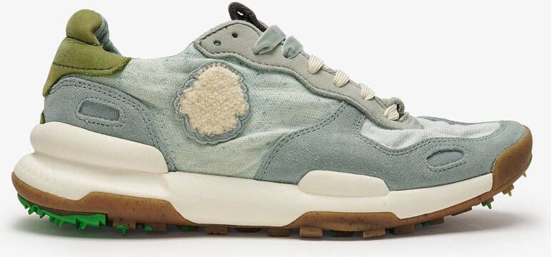 Satorisan Chacrona Linen Casual Sneakers Vrouwen Vintage Leer en linnen Sneakers Kleur Camo Milky Jade