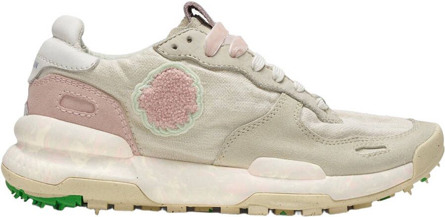 Satorisan Chacrona Linen Casual Sneakers Vrouwen Vintage Leer en linnen Sneakers Kleur Chantilly Cream W