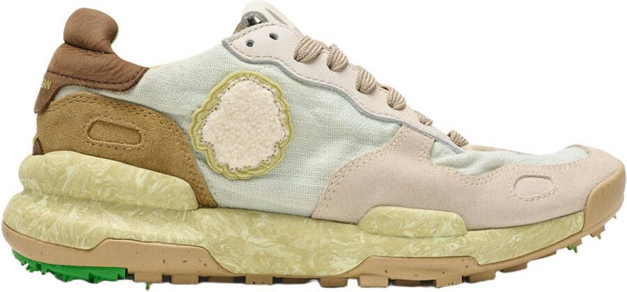Satorisan Chacrona Linen Casual Sneakers Vrouwen Vintage Leer en linnen Sneakers Kleur Cloudy Green