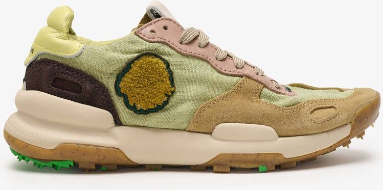 Satorisan Chacrona Linen Casual Sneakers Vrouwen Vintage Leer en linnen Sneakers Kleur Lichen Green