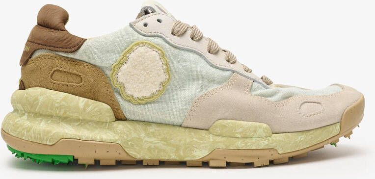 Satorisan Chacrona Linen Casual Sneakers Vrouwen Vintage Leer en linnen Sneakers Kleur Cloudy Green