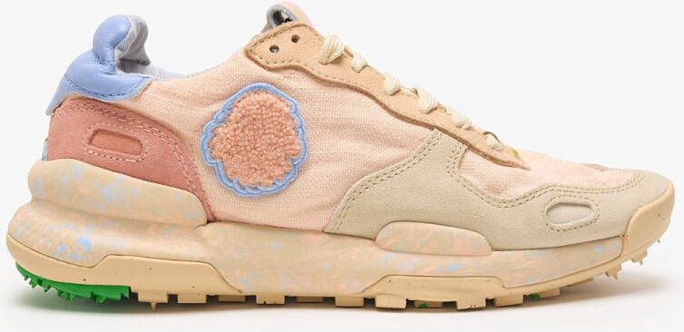 Satorisan Chacrona Linen Casual Sneakers Vrouwen Vintage Leer en linnen Sneakers Kleur Creamy Peach