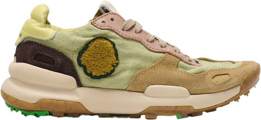 Satorisan Chacrona Linen Casual Sneakers Vrouwen Vintage Leer en linnen Sneakers Kleur Lichen Green
