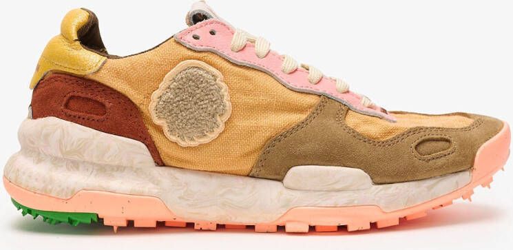 Satorisan Chacrona Linen Casual Sneakers Vrouwen Vintage Leer en linnen Sneakers Kleur Palomino W