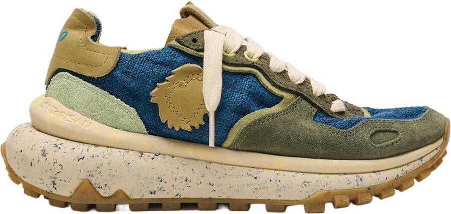 Satorisan Chacrona Metta Hemp Casual Sneakers Unisex Vintage Leer en textiel Sneakers Kleur Indigo