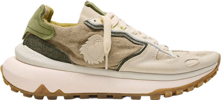 Satorisan Chacrona Metta Lino Whitewisp Casual Sneakers Mannen Vintage Leer en linnen Sneakers Kleur Algue