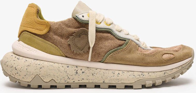 Satorisan Chacrona Metta Lino Whitewisp Casual Sneakers Mannen Vintage Leer en linnen Sneakers Kleur Brown