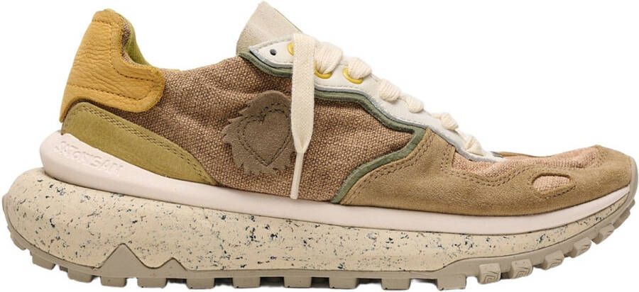 Satorisan Chacrona Metta Lino Whitewisp Casual Sneakers Mannen Vintage Leer en linnen Sneakers Kleur Brown