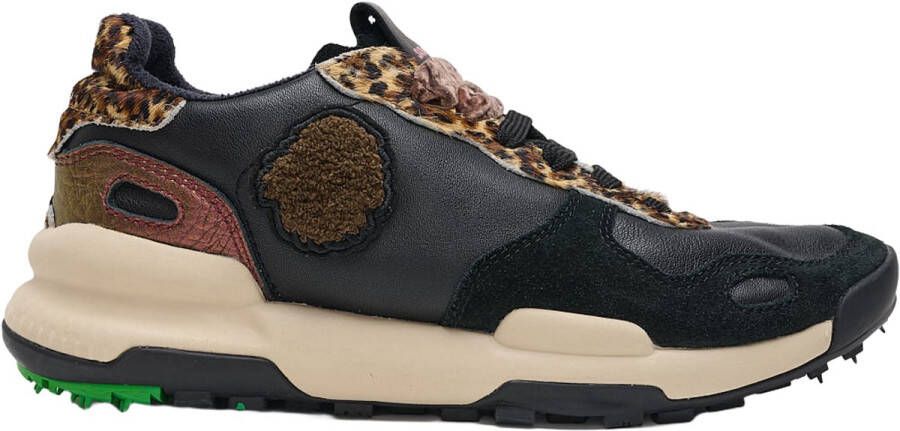 Satorisan Chacrona Premium Casual Sneakers Vrouwen Vintage Leer Sneakers Kleur Black Leopard