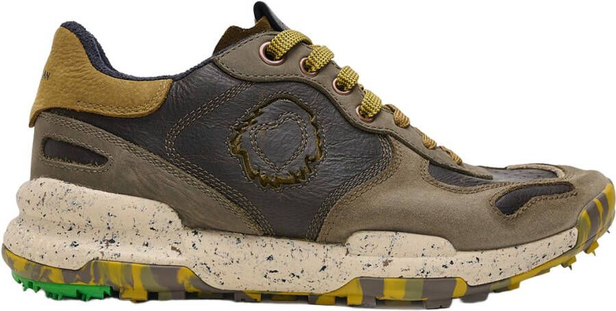 Satorisan Chacrona Pull Up Casual Sneakers Mannen Vintage Leer Sneakers Kleur Swamp