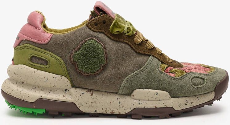 Satorisan Chacrona Suede Casual Sneakers Vintage Leer Sneakers Kleur Kilim Green