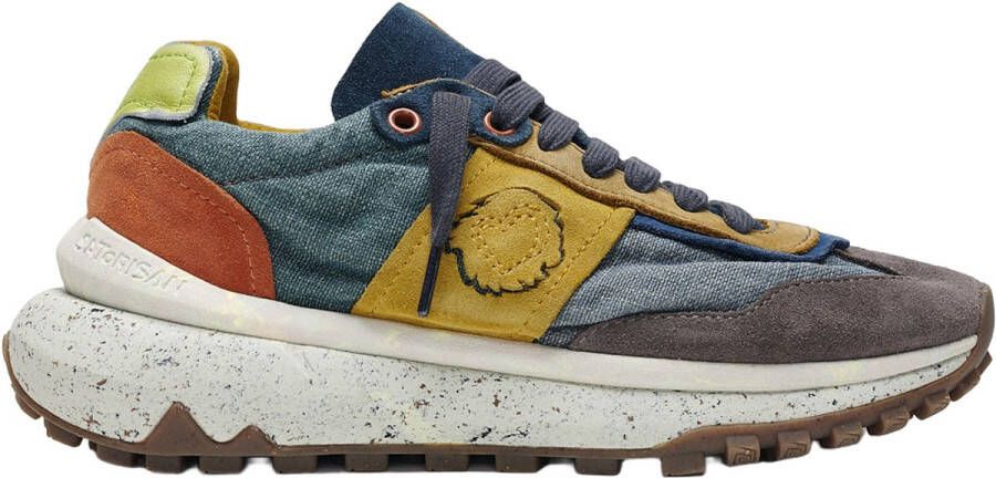 Satorisan Dharma Linen Casual Sneakers Unisex Vintage Leer en linnen Sneakers Kleur Jeans