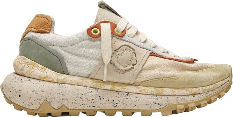Satorisan Dharma Linen Casual Sneakers Unisex Vintage Leer en linnen Sneakers Kleur Old Novel