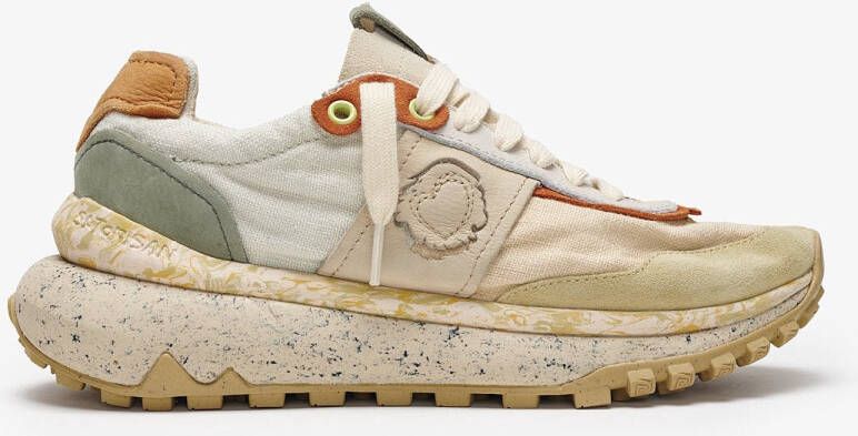 Satorisan Dharma Linen Casual Sneakers Unisex Vintage Leer en linnen Sneakers Kleur Old Novel