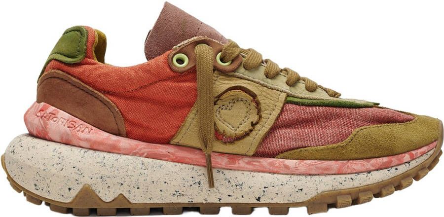Satorisan Dharma Linen Casual Sneakers Unisex Vintage Leer en linnen Sneakers Kleur Pecan