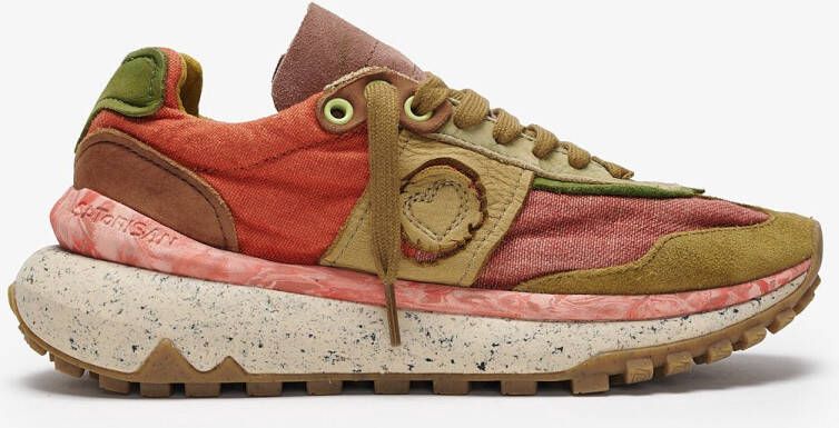 Satorisan Dharma Linen Casual Sneakers Unisex Vintage Leer en linnen Sneakers Kleur Pecan