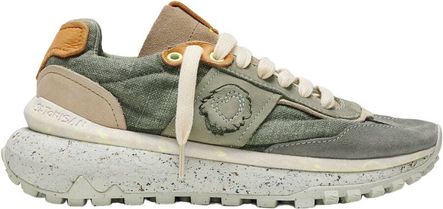 Satorisan Dharma Linen Casual Sneakers Unisex Vintage Leer en linnen Sneakers Kleur Wild Grass