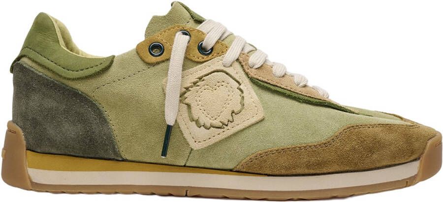 Satorisan Ensō Suede Casual Sneakers Unisex Vintage Leer Sneakers Kleur Lichen Green