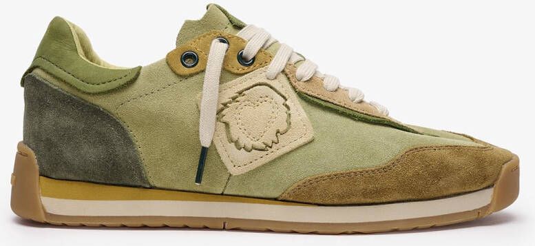 Satorisan Ensō Suede Casual Sneakers Unisex Vintage Leer Sneakers Kleur Lichen Green