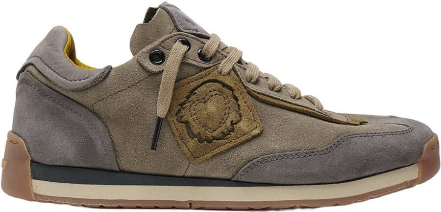 Satorisan Ensō Suede Casual Sneakers Unisex Vintage Leer Sneakers Kleur Peat Green