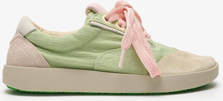 Satorisan Hatko Vintage Casual Sneakers Vrouwen Vintage Leer en linnen Sneakers Kleur Clarity Green