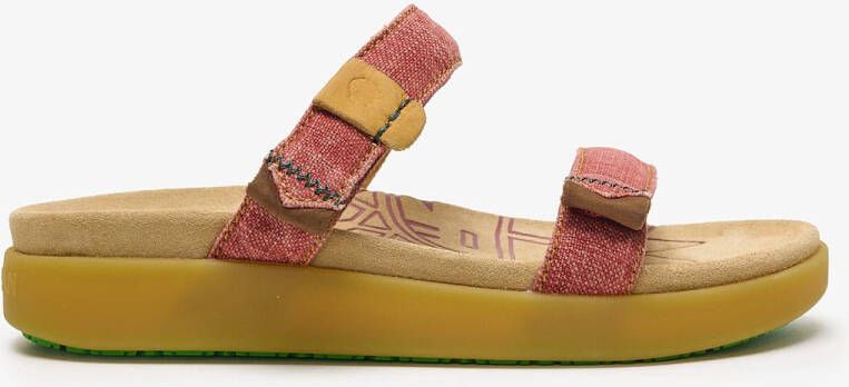 Satorisan Kae Linen Plat Sandalen Vrouwen Plat Leer en linnen Sandalen Kleur Smoky Pink