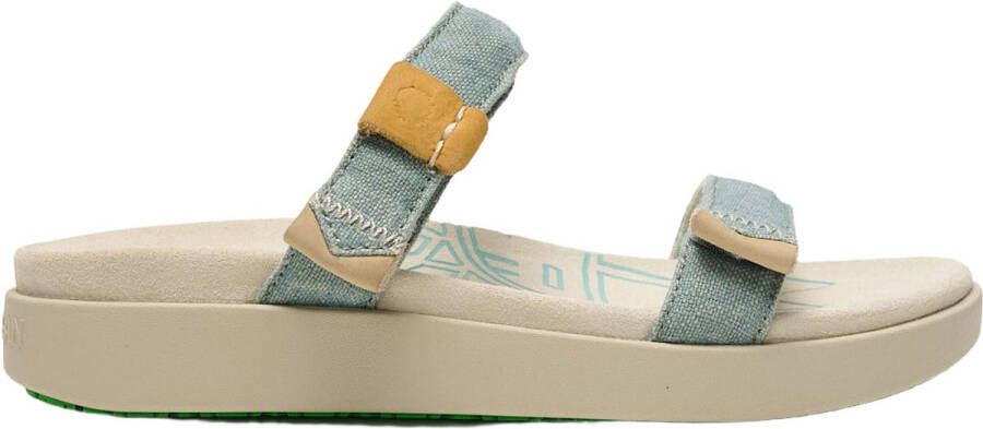 Satorisan Kae Linen Plat Sandalen Vrouwen Plat Leer en linnen Sandalen Kleur Vergri