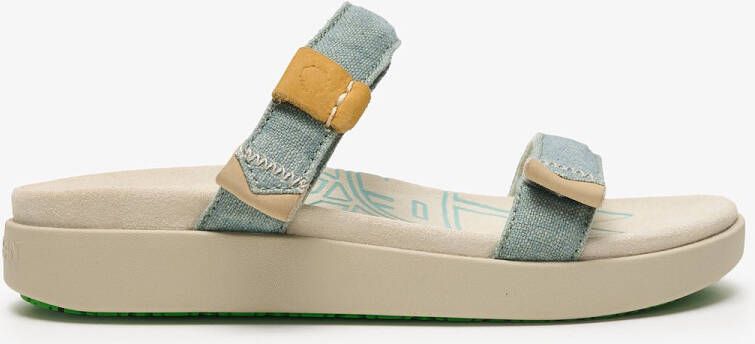 Satorisan Kae Linen Plat Sandalen Vrouwen Plat Leer en linnen Sandalen Kleur Vergri