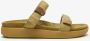 Satorisan Kae Linen Plat Sandalen Vrouwen Plat Leer en linnen Sandalen Kleur Wheathered Khaki - Thumbnail 1