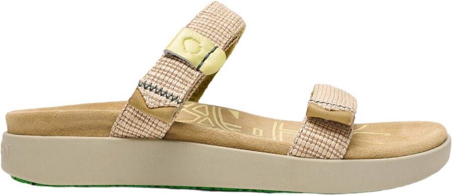 Satorisan Kae Raffia Plat Sandalen Vrouwen Plat Leer en textiel Sandalen Kleur Sand