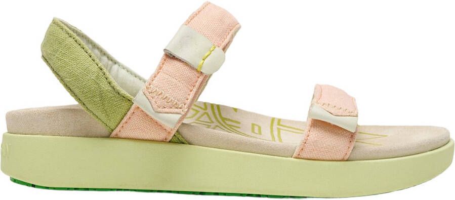 Satorisan Kona Linen Plat Sandalen Vrouwen Plat Leer en linnen Sandalen Kleur Creamy Peach