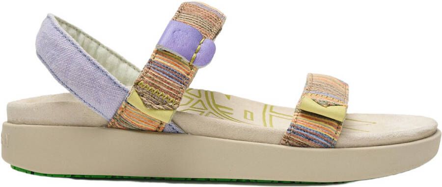 Satorisan Kona Raffia Plat Sandalen Vrouwen Plat Leer en textiel Sandalen Kleur Etnico
