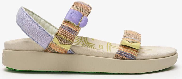 Satorisan Kona Raffia Plat Sandalen Vrouwen Plat Leer en textiel Sandalen Kleur Etnico