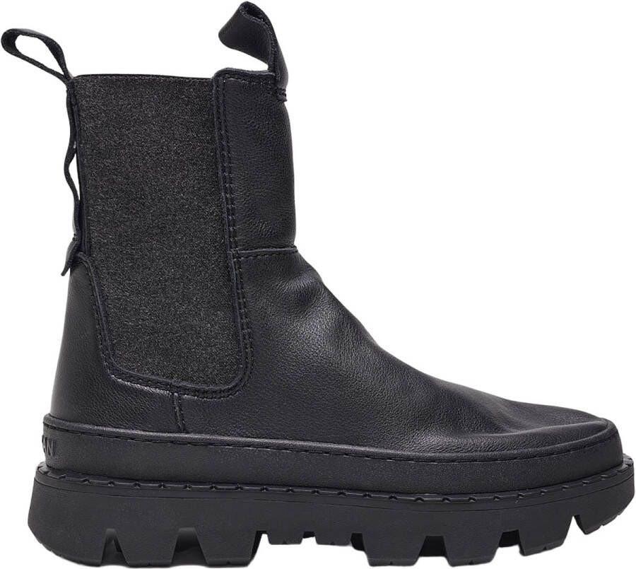 Satorisan Unalome Elastics Premium Enkel Laarzen Vrouwen Vintage Leer Laarzen Kleur Black