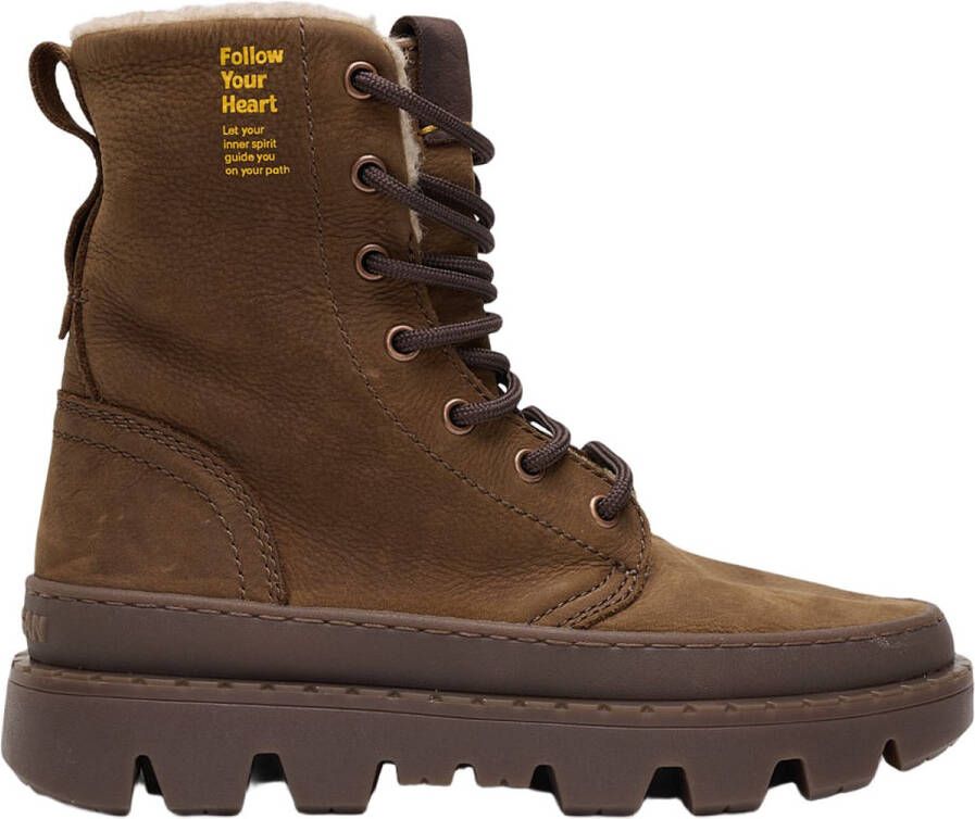 Satorisan Unalome Laces Premium Wool Enkel Laarzen Vrouwen Vintage Leer Laarzen Kleur Mid Brown