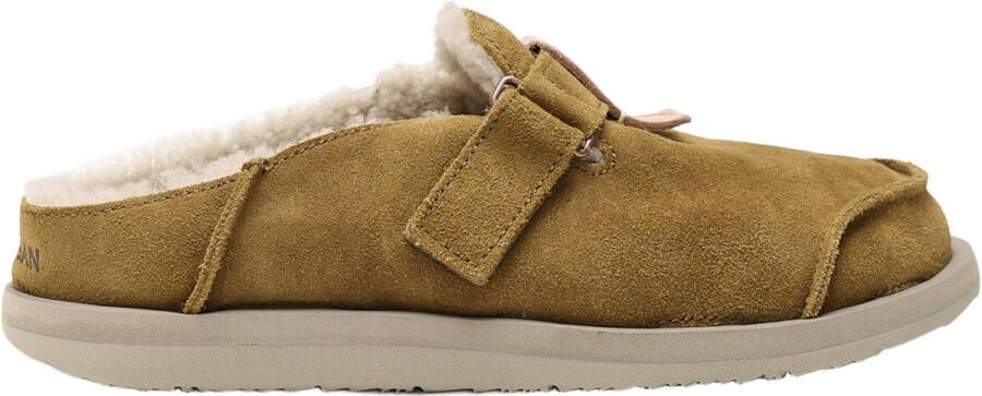 Satorisan Uwabaki Clog Strap Suede Huis Slippers Unisex Leer Slippers Kleur Mid Brown