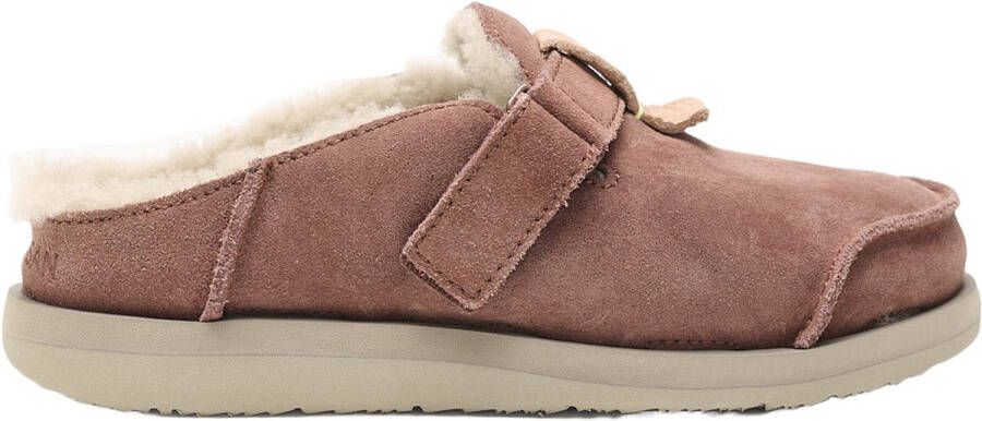 Satorisan Uwabaki Clog Strap Suede Huis Slippers Vrouwen Leer Slippers Kleur Chestnut