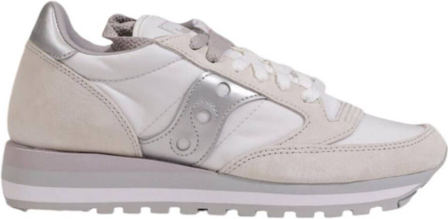 Saucony Leather Lace-Up Sneakers with Rubber Sole Wo White